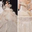 Luxe Champagne La Mariée Robe De Mariée 2020 Robe Boule De l'épaule Manches Courtes Dos Nu Appliques En Dentelle Perlage Glitter Tulle Chapel Train Volants