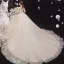 Illusion Champagne See-through Bridal Wedding Dresses 2020 Ball Gown High Neck Long Sleeve Backless Glitter Tulle Appliques Lace Beading Cathedral Train Ruffle