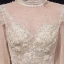 Vintage / Retro Victorian Style Champagne See-through Bridal Wedding Dresses 2020 Ball Gown High Neck Puffy Long Sleeve Backless Flower Appliques Lace Beading Glitter Tulle Cathedral Train Ruffle