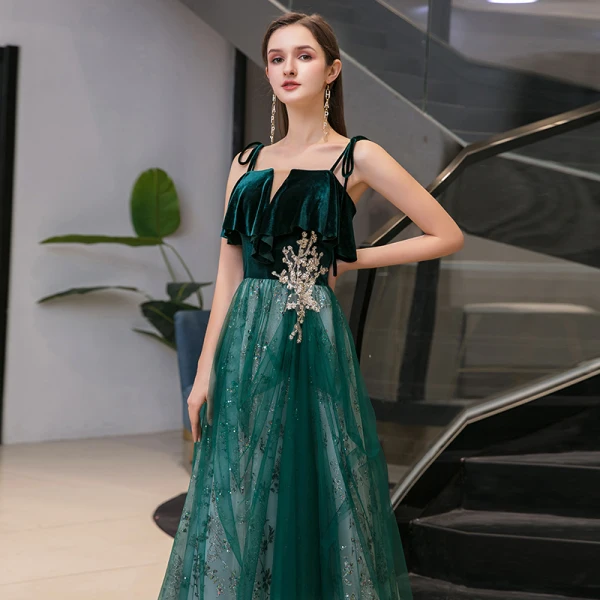balenciaga evening dress green Vera green Tartan Linen Dress with 3/4 sleeves main image 0