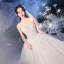 Luxury / Gorgeous Champagne Bridal Wedding Dresses 2020 Ball Gown Shoulders Sleeveless Backless Beading Sequins Royal Train Ruffle