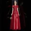 Élégant Bordeaux Transparentes Robe De Soirée 2020 Princesse Encolure Carrée Manches Courtes Appliques En Dentelle Perlage Longue Volants Robe De Ceremonie