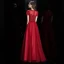 Élégant Bordeaux Transparentes Robe De Soirée 2020 Princesse Encolure Carrée Manches Courtes Appliques En Dentelle Perlage Longue Volants Robe De Ceremonie