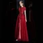 Élégant Bordeaux Transparentes Robe De Soirée 2020 Princesse Encolure Carrée Manches Courtes Appliques En Dentelle Perlage Longue Volants Robe De Ceremonie