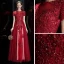 Élégant Bordeaux Transparentes Robe De Soirée 2020 Princesse Encolure Carrée Manches Courtes Appliques En Dentelle Perlage Longue Volants Robe De Ceremonie