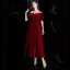 Modest / Simple Burgundy Velour Winter Homecoming Graduation Dresses 2020 A-Line / Princess See-through Scoop Neck 1/2 Sleeves Appliques Lace Beading Ankle Length Backless Formal Dresses