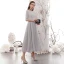Affordable Silver Homecoming Graduation Dresses 2020 A-Line / Princess V-Neck 1/2 Sleeves Bow Sash Glitter Polyester Tea-length Formal Dresses