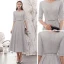 Affordable Silver Homecoming Graduation Dresses 2020 A-Line / Princess V-Neck 1/2 Sleeves Bow Sash Glitter Polyester Tea-length Formal Dresses