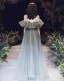 Élégant Vert Cendré Dégradé De Couleur Champagne Dansant Robe De Bal 2020 Princesse Transparentes Col v profond Bretelles Spaghetti Manches Courtes Ceinture Glitter Tulle Longue Volants Dos Nu Robe De Ceremonie
