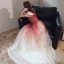 Élégant Rouge Dégradé De Couleur Robe De Soirée 2020 Princesse Bretelles Spaghetti Manches Courtes Glitter Tulle Paillettes Longue Volants Dos Nu Robe De Ceremonie