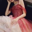 Élégant Rouge Dégradé De Couleur Robe De Soirée 2020 Princesse Bretelles Spaghetti Manches Courtes Glitter Tulle Paillettes Longue Volants Dos Nu Robe De Ceremonie