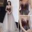 Sexy Marron Dégradé De Couleur Robe De Soirée 2020 Princesse Transparentes Col v profond Sans Manches Bretelles Spaghetti Glitter Tulle Ceinture Longue Volants Dos Nu Robe De Ceremonie