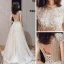 Vintage / Originale Champagne Robe De Soirée 2020 Princesse Col Haut Manches Courtes Appliques Paillettes Longue Volants Dos Nu Robe De Ceremonie