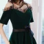 Élégant Vert Foncé Velour Hiver Robe De Soirée 2020 Princesse De l'épaule Bretelles Spaghetti Manches Courtes Ceinture Longue Volants Dos Nu Robe De Ceremonie