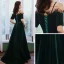 Élégant Vert Foncé Velour Hiver Robe De Soirée 2020 Princesse De l'épaule Bretelles Spaghetti Manches Courtes Ceinture Longue Volants Dos Nu Robe De Ceremonie