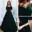 Élégant Vert Foncé Velour Hiver Robe De Soirée 2020 Princesse De l'épaule Bretelles Spaghetti Manches Courtes Ceinture Longue Volants Dos Nu Robe De Ceremonie