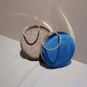 Vintage Retro Round Velour Clutch Bags 2020