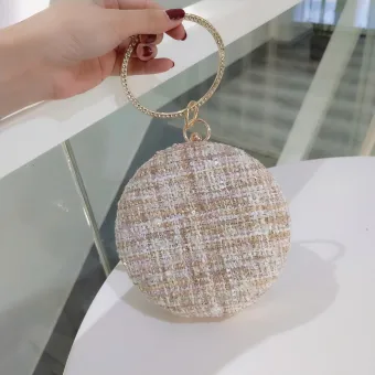 Fashion Champagne Braid Clutch Bags 2020 Metal Rhinestone