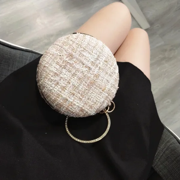 Fashion Champagne Braid Clutch Bags 2020 Metal Rhinestone