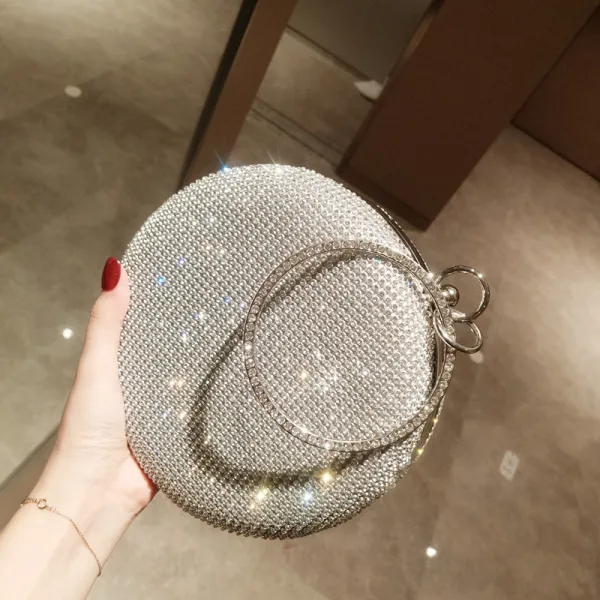 Fashion Black Rhinestone Round Clutch Bags 2020