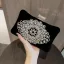 Chic / Belle Noire Daim Carrés Pochette 2020 Métal Faux Diamant