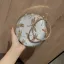 Lovely Silver Round Patent Leather Clutch Bags 2020 Metal Rhinestone Cartoon Embroidered