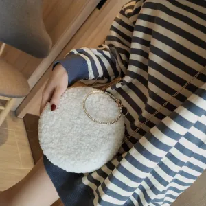 Mooie Prachtige Witte Wollen Handtassen 2020 Metaal Rhinestone