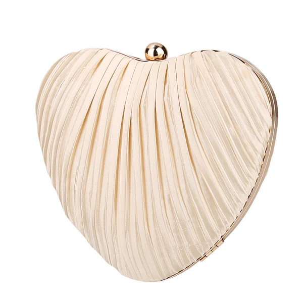 Simple Champagne Soie Forme de coeur Pochette 2020