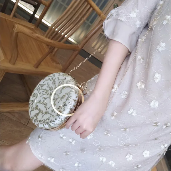 Chic / Beautiful Brown Appliques Sequins Round Clutch Bags 2020