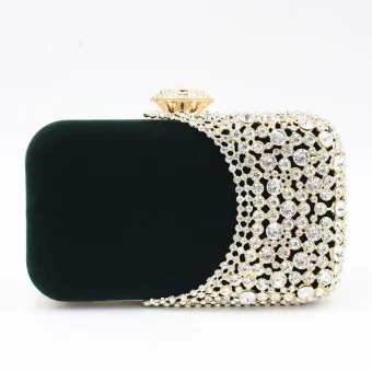 Elegant Dark Green Square Clutch Bags 2020 Metal Rhinestone
