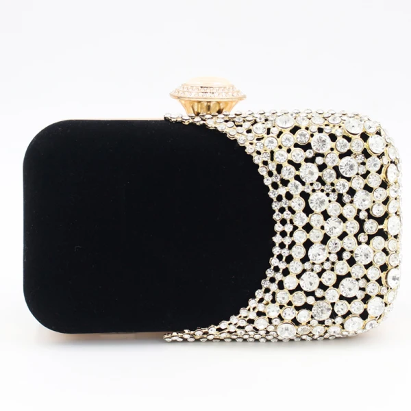 Élégant Vert Foncé Carrés Pochette 2020 Métal Faux Diamant