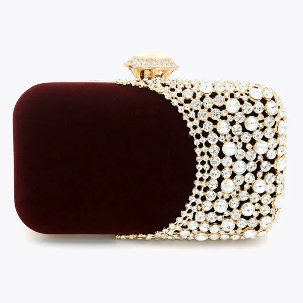 Élégant Vert Foncé Carrés Pochette 2020 Métal Faux Diamant