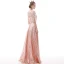 Affordable Rose Gold See-through Evening Dresses  2020 A-Line / Princess Scoop Neck 1/2 Sleeves Metal Sash Sequins Tassel Floor-Length / Long Ruffle Formal Dresses