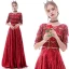 Affordable Rose Gold See-through Evening Dresses  2020 A-Line / Princess Scoop Neck 1/2 Sleeves Metal Sash Sequins Tassel Floor-Length / Long Ruffle Formal Dresses