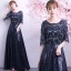Affordable Rose Gold See-through Evening Dresses  2020 A-Line / Princess Scoop Neck 1/2 Sleeves Metal Sash Sequins Tassel Floor-Length / Long Ruffle Formal Dresses