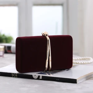 Vintage Bordeaux Velour Vierkante Handtassen 2020