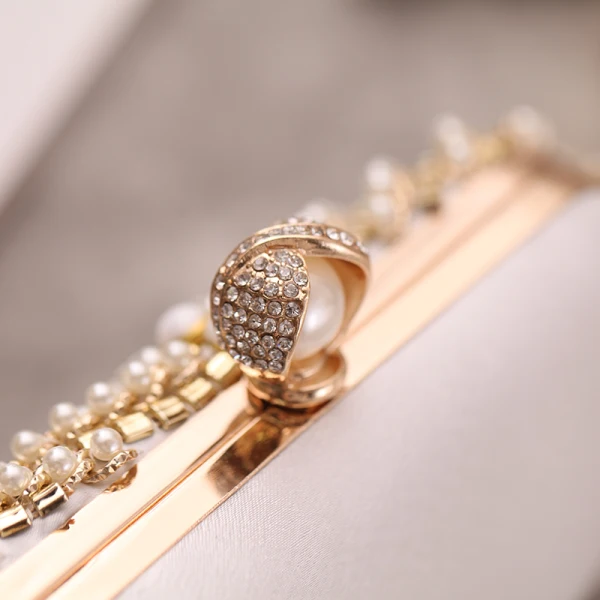 Fashion Black Pearl Rhinestone Square Clutch Bags 2020