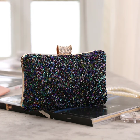 Fabelhaft Multifarben Perlenstickerei Pailletten Quadratische Clutch Tasche 2020