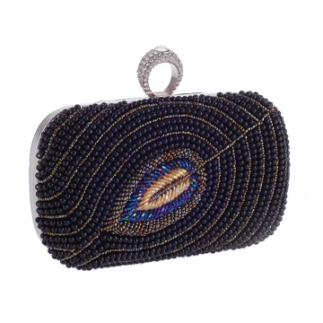 Mode Noire Perle Carrés Pochette 2020 Métal Faux Diamant