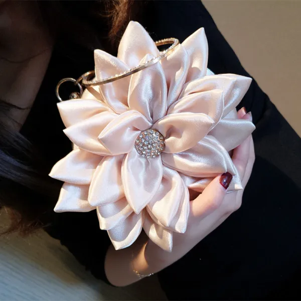 Unique Champagne Fleur Pochette 2020 Métal Faux Diamant