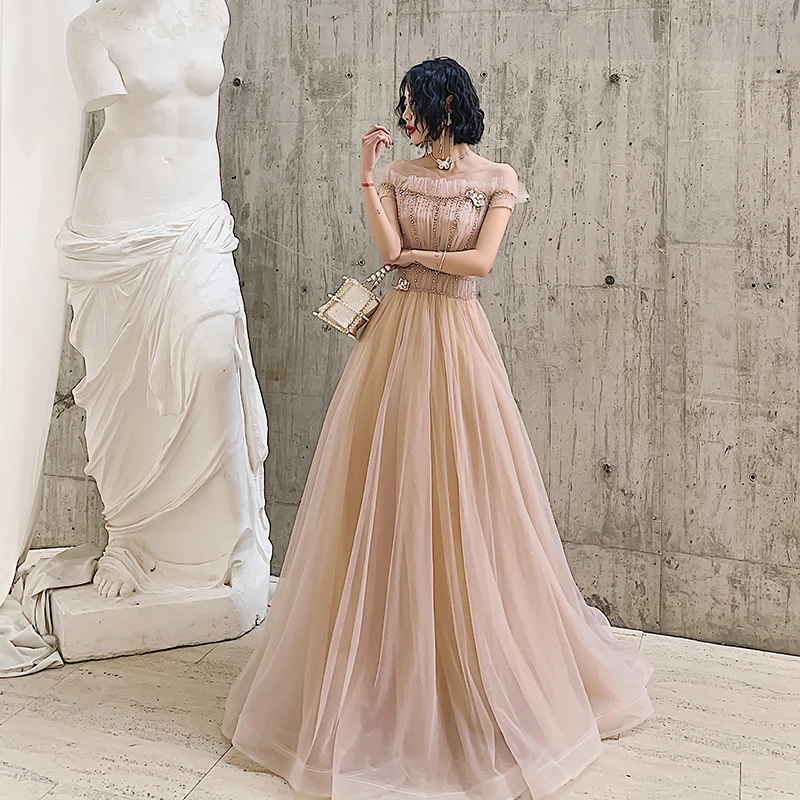 green emerald velvet dress Macloth Long Sleeves Lace Tulle Peach Prom Dress Peach Formal Evening Gown 10795 US12 / Custom Color