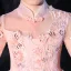 Vintage / Retro Candy Pink See-through Flower Girl Dresses 2020 Princess High Neck 3/4 Sleeve Bell sleeves Appliques Lace Beading Floor-Length / Long Cascading Ruffles