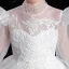 Style Victorien Blanche Transparentes Robe Ceremonie Fille 2020 Robe Boule Col Haut Gonflée Manches Longues Appliques En Dentelle Paillettes Perlage Train De Balayage Volants