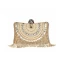 Fashion Gold Square Clutch Bags 2020 Metal Beading Pearl Rhinestone Tassel