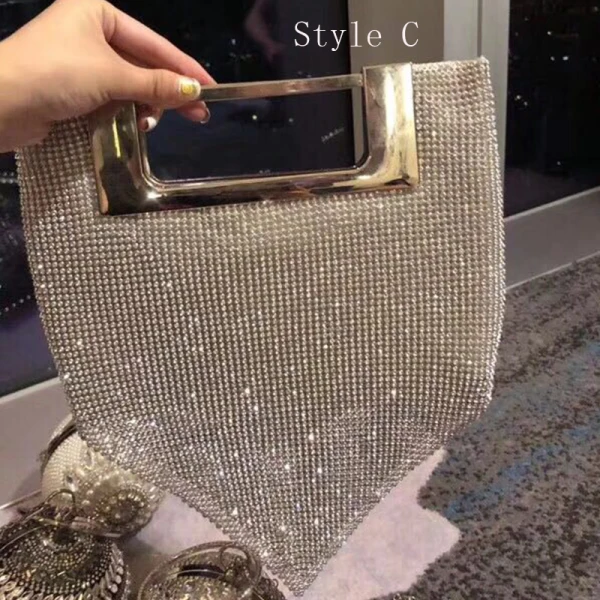 Chic / Beautiful Silver Round Clutch Bags 2020 Metal Beading Pearl Rhinestone