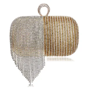 Dwa Kolory Złote Skóry Lakierowanej Kwadratowe Kopertówki 2020 Metal Rhinestone Kutas