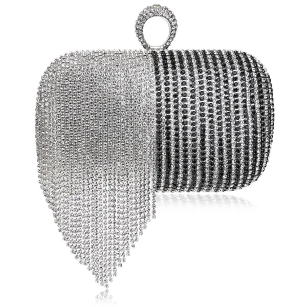 Deux tons Doré Cuir Verni Carrés Pochette 2020 Métal Faux Diamant Gland