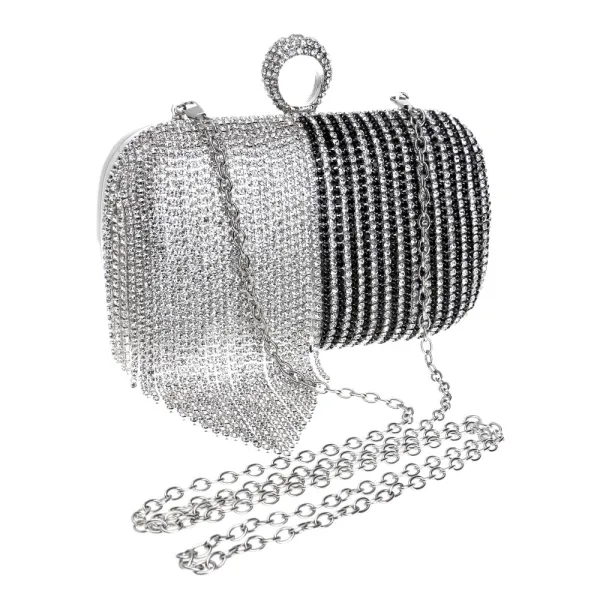 Deux tons Doré Cuir Verni Carrés Pochette 2020 Métal Faux Diamant Gland