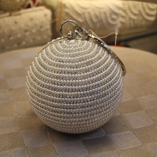 Chic / Beautiful Gold Rhinestone Pearl Round Clutch Bags 2020