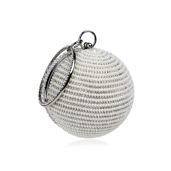 Chic / Beautiful Gold Rhinestone Pearl Round Clutch Bags 2020